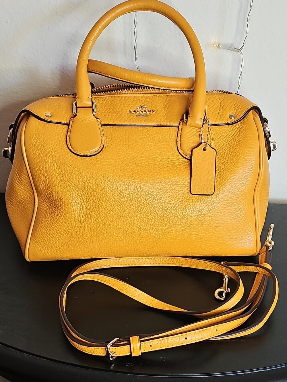 Coach Mini Bennett Satchel Pebble Leather Orange-peel Color